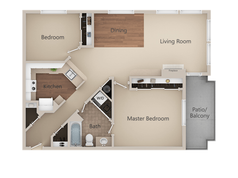 Metropolitan Place 2X1 Bedroom Floorplan